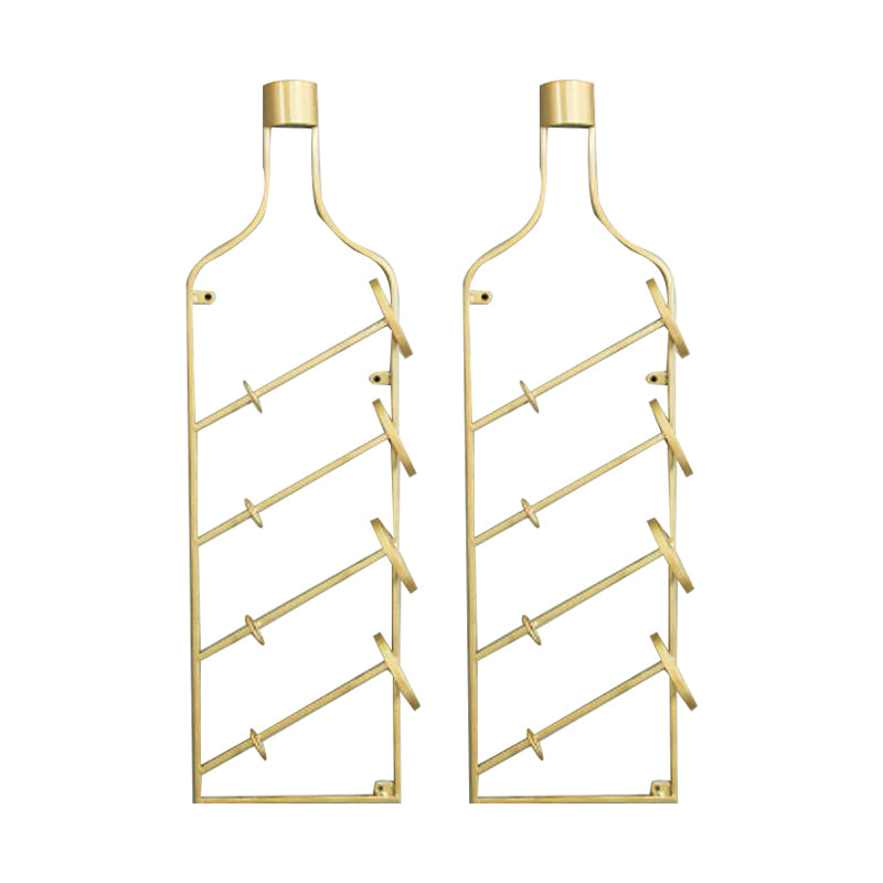 Glam Wall Mounted Wine Rack Bottle Metal Bottle Holder in Gold