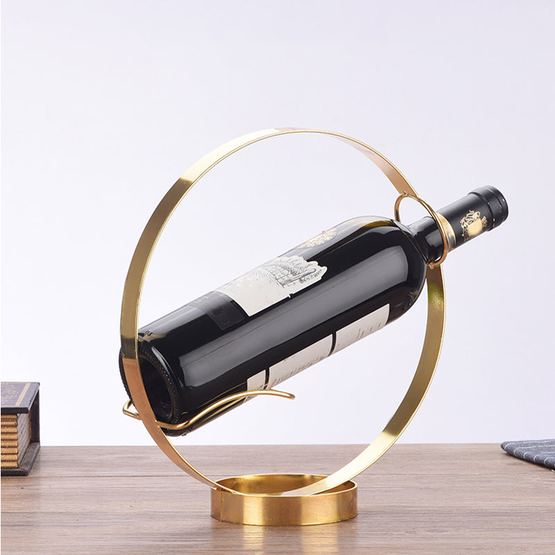 Countertop Kitchen Bottle Rack Modern Metal Circle Bottle Wine Rack