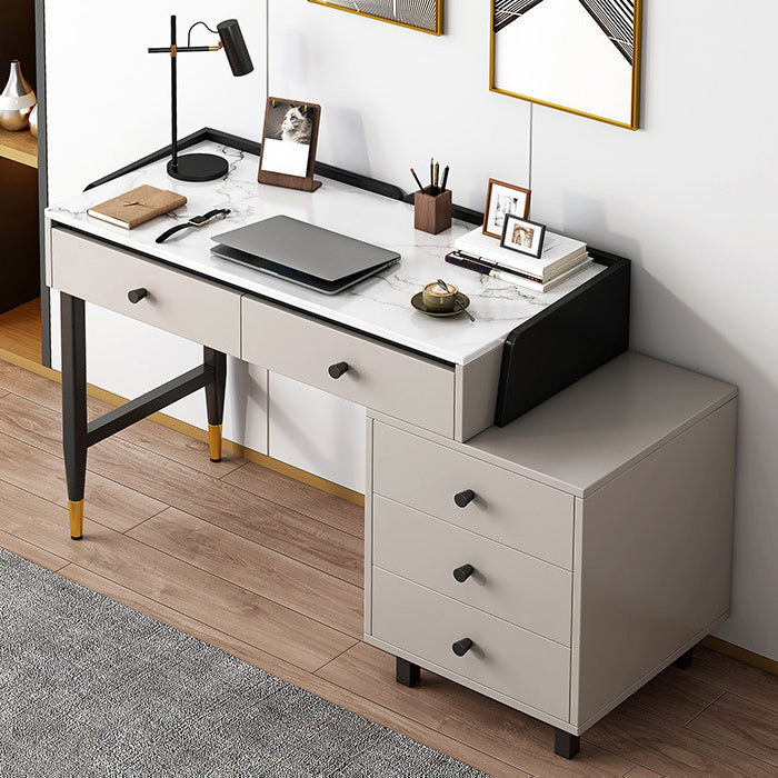 Rectangular 30.3"H Writing Desk Glam White Office Desk for Home