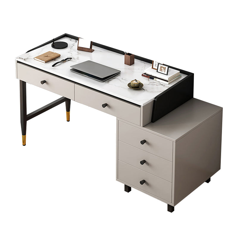 Rectangular 30.3"H Writing Desk Glam White Office Desk for Home