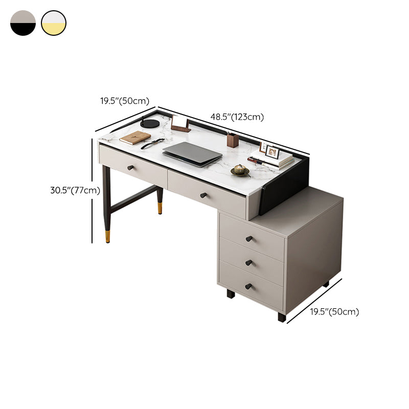 Rectangular 30.3"H Writing Desk Glam White Office Desk for Home