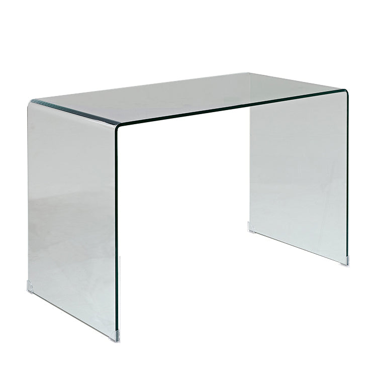 Glass Top Office Desk Sled Base Rectangular Writing Desk for Office