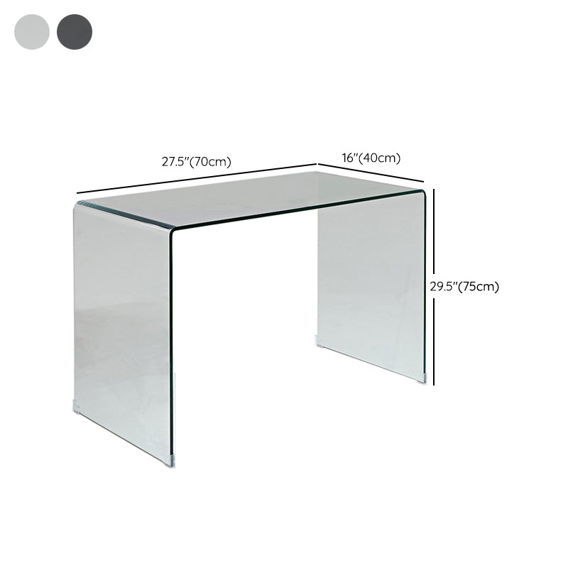 Glass Top Office Desk Sled Base Rectangular Writing Desk for Office