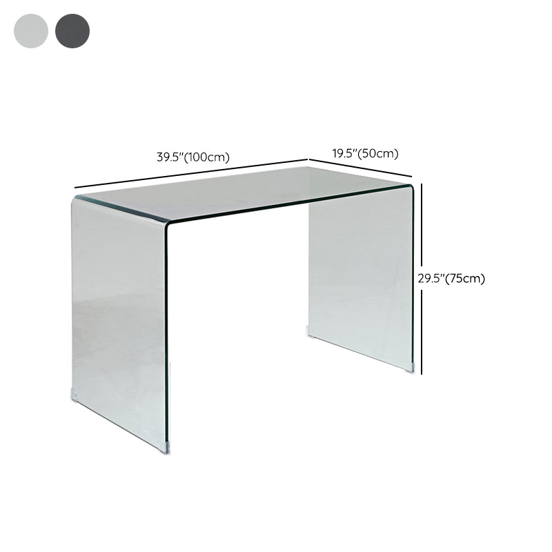 Glass Top Office Desk Sled Base Rectangular Writing Desk for Office