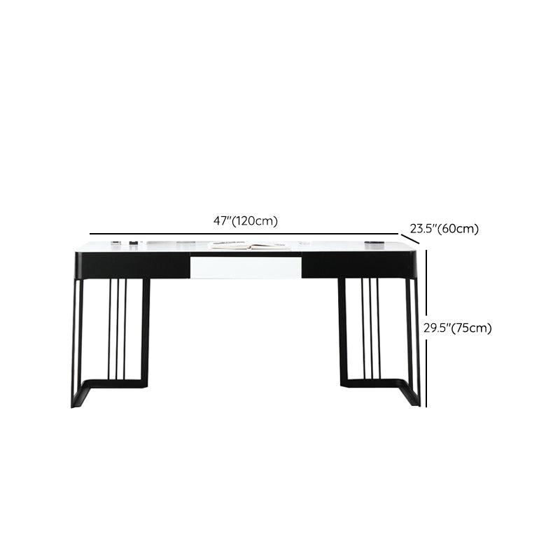 Industrial Office Desk Rectangular Secretary Desk with Metal Legs