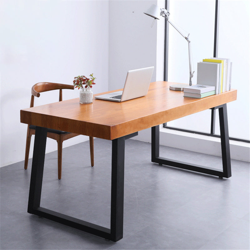 Wooden Rectangular Writing Desk Modern Office Desk with Metal Legs