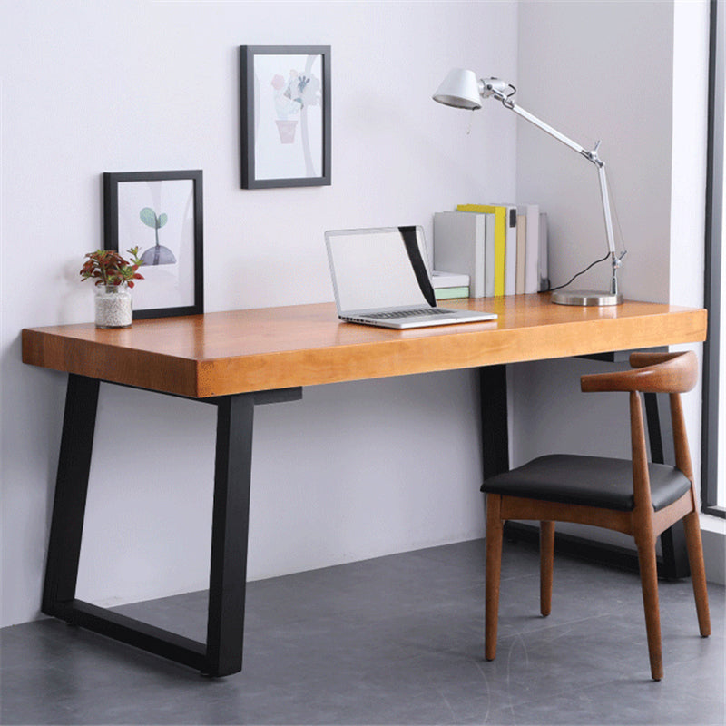 Wooden Rectangular Writing Desk Modern Office Desk with Metal Legs