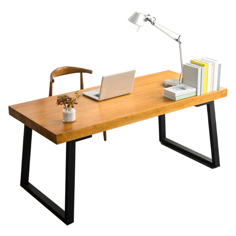 Wooden Rectangular Writing Desk Modern Office Desk with Metal Legs