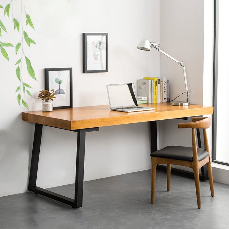 Wooden Rectangular Writing Desk Modern Office Desk with Metal Legs