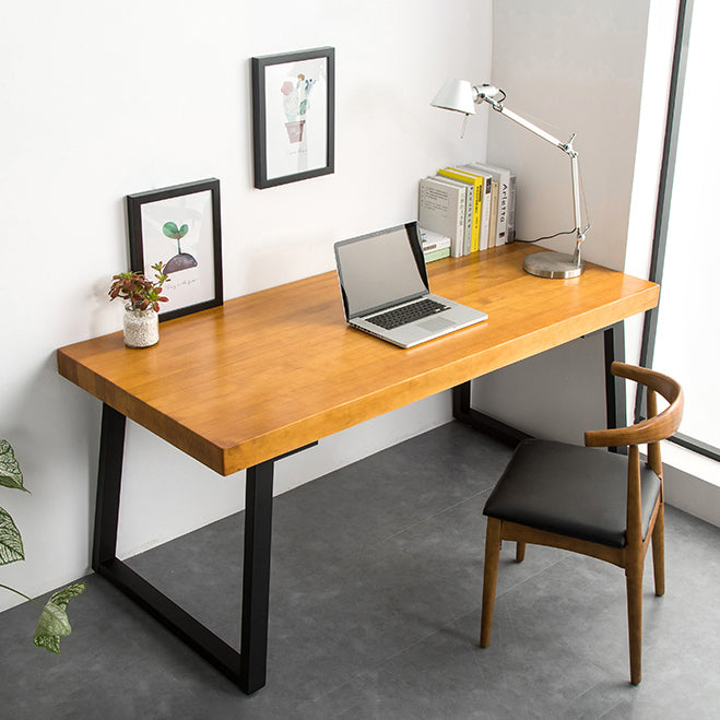 Wooden Rectangular Writing Desk Modern Office Desk with Metal Legs