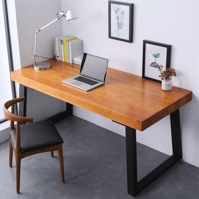 Wooden Rectangular Writing Desk Modern Office Desk with Metal Legs