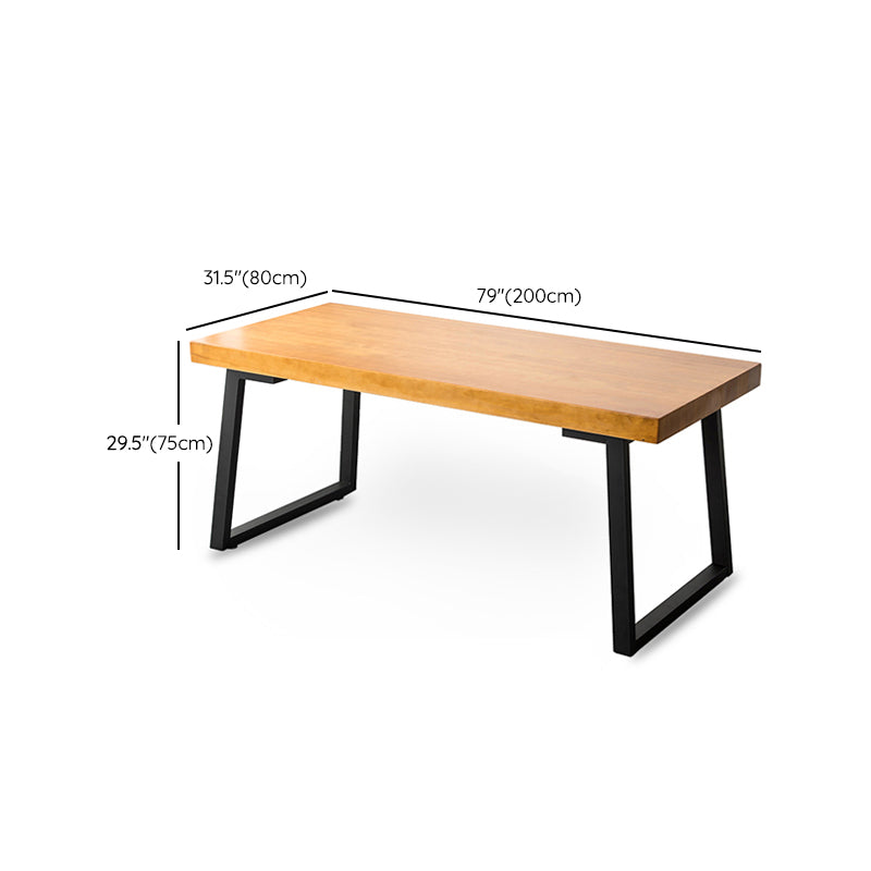 Wooden Rectangular Writing Desk Modern Office Desk with Metal Legs