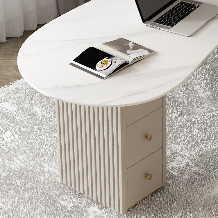 29.53" H Contemporary Office Desk 3-drawer White Writing Desk