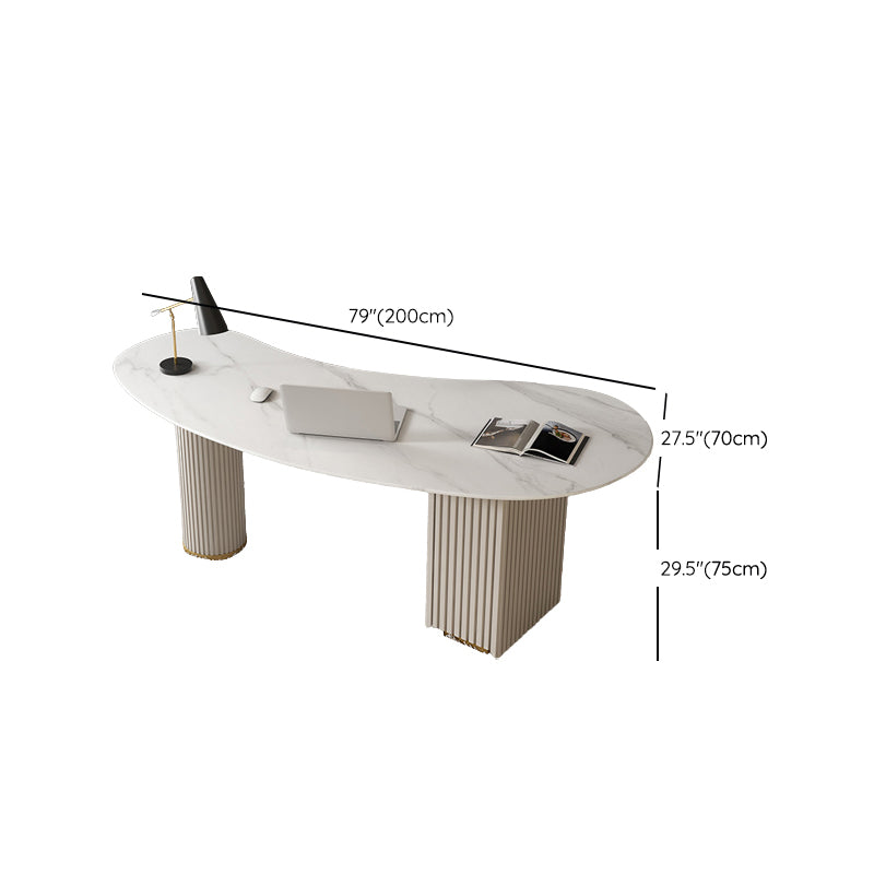 29.53" H Contemporary Office Desk 3-drawer White Writing Desk