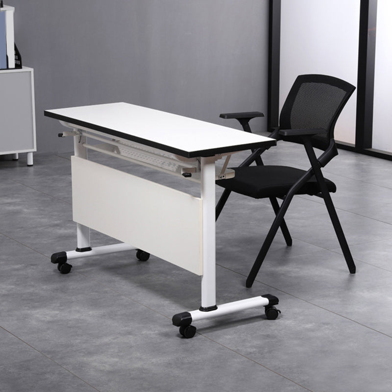 Rectangular White Office Desk Modern T-Shape Wooden Writing Desk