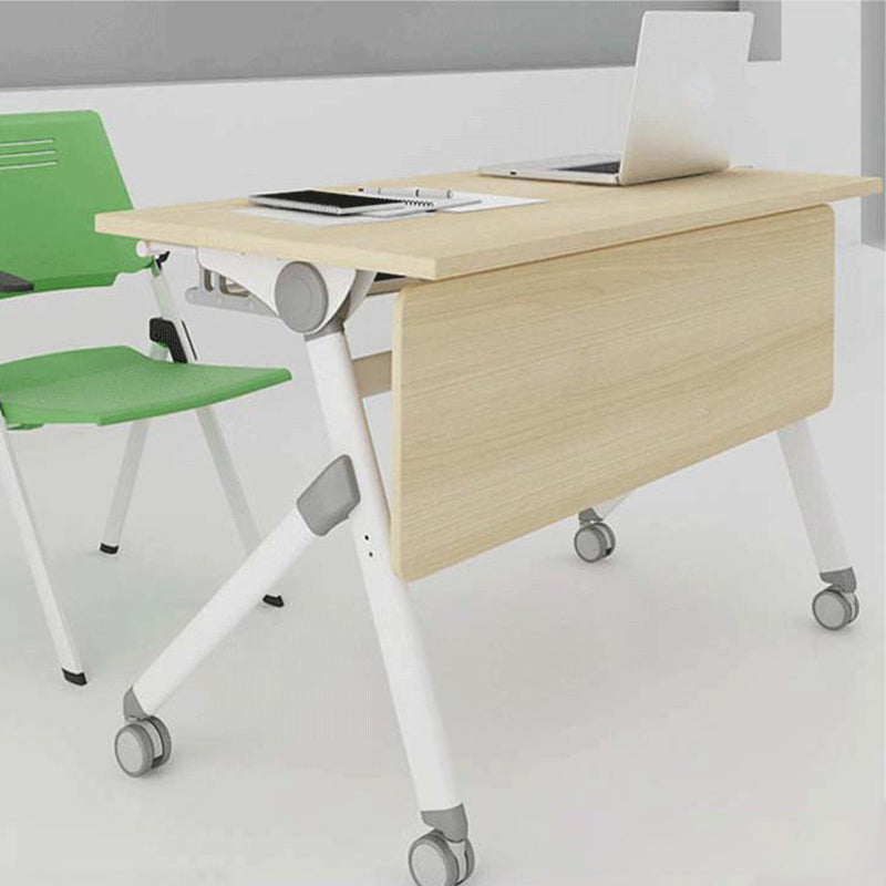 Contemporary Natural Office Desk Rectangular Writing Desk with Caster Wheels