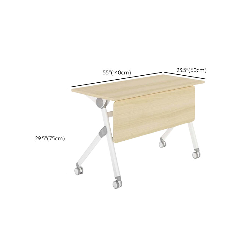 Contemporary Natural Office Desk Rectangular Writing Desk with Caster Wheels