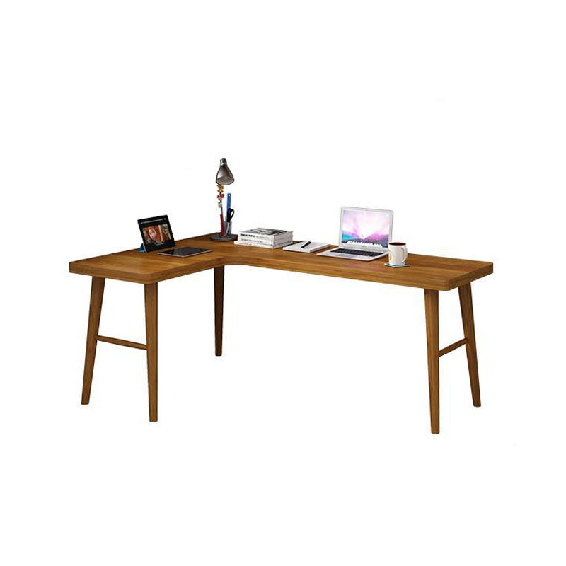 Solid Wood Writing Desk Contemporary L-Shape Brown Office Desk