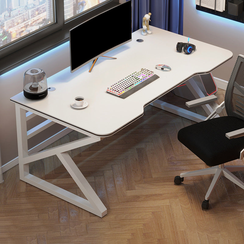 Ergonomic Wood Computer Desk Rectangular Trestle Gaming Desk with Metal Legs