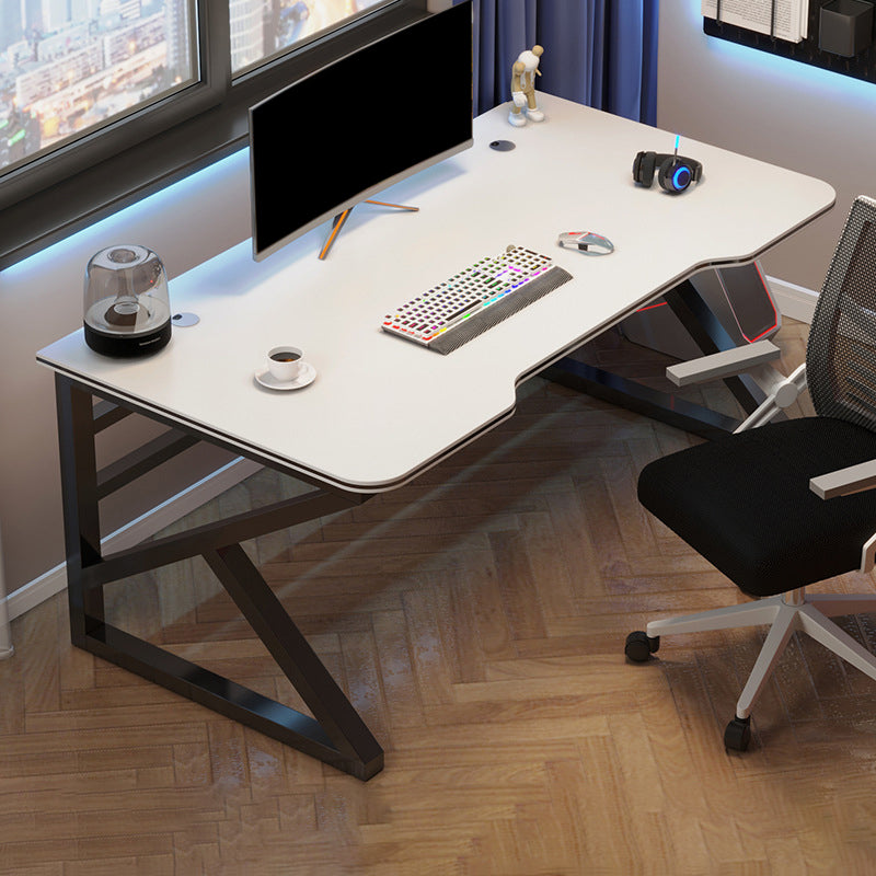 Ergonomic Wood Computer Desk Rectangular Trestle Gaming Desk with Metal Legs