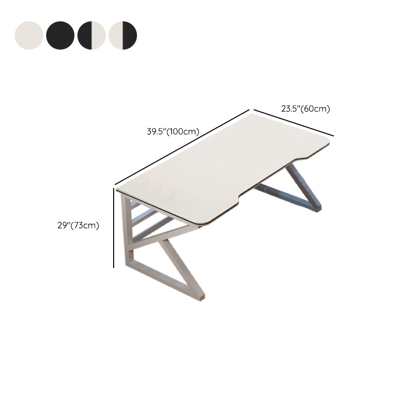 Ergonomic Wood Computer Desk Rectangular Trestle Gaming Desk with Metal Legs