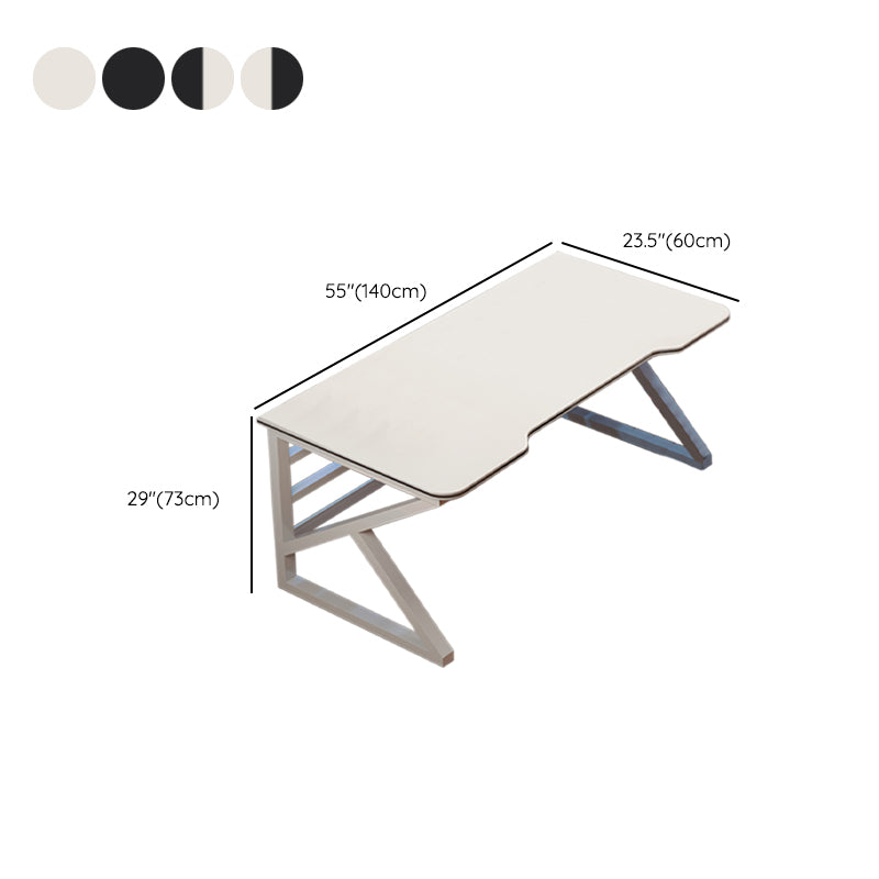 Ergonomic Wood Computer Desk Rectangular Trestle Gaming Desk with Metal Legs