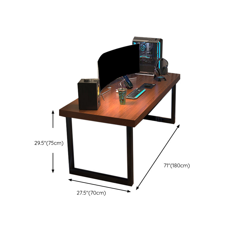 Rectangular Office Desk Contemporary Brown Sled Metal Legs Gaming Desk