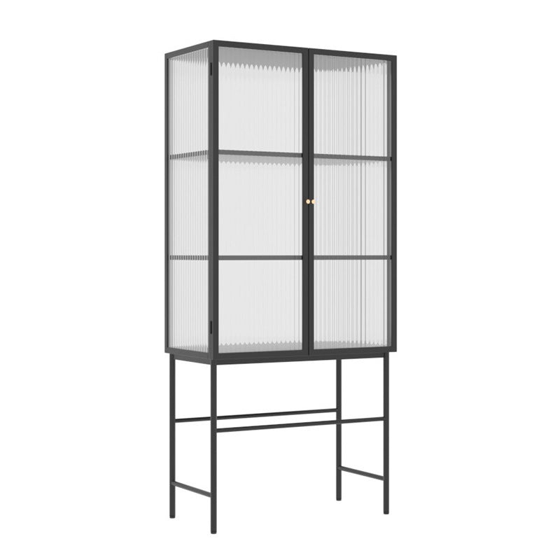 Contemporary Curio Cabinet Metal Buffet Cabinet with Glass Door