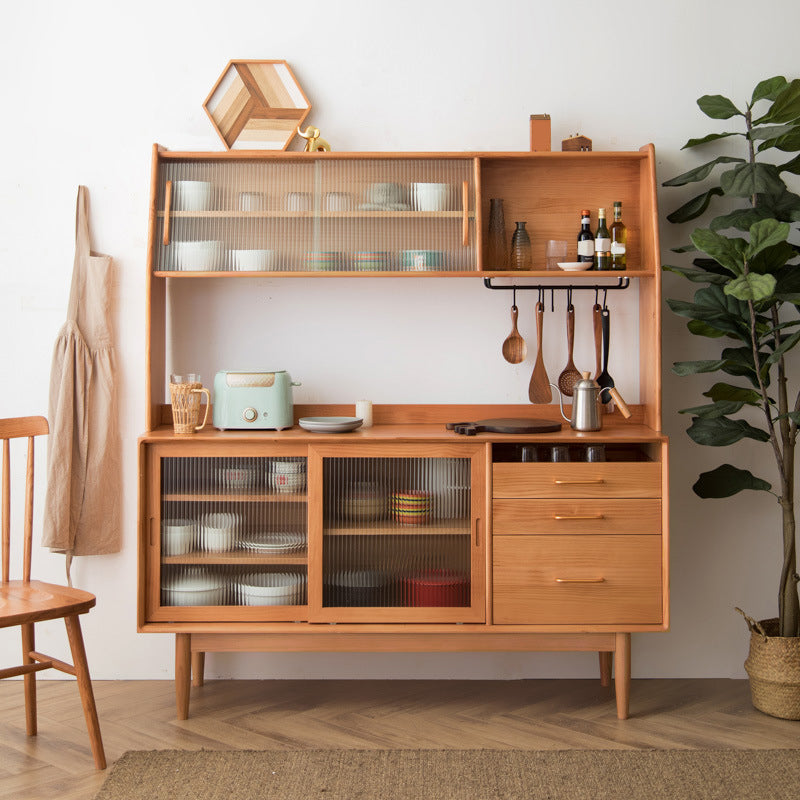 Modern Hutch Buffet Glass Door Hutch Cabinet for Dining Room