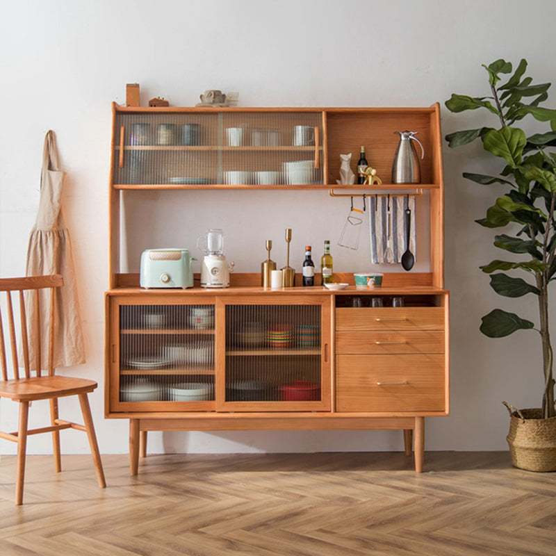 Modern Hutch Buffet Glass Door Hutch Cabinet for Dining Room