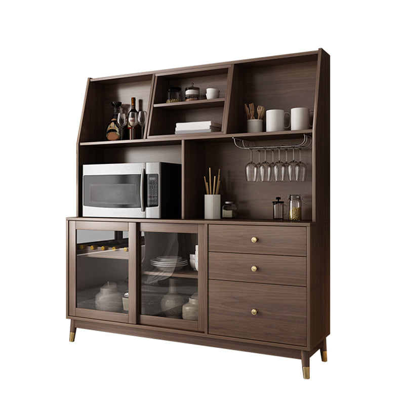 Contemporary Dining Hutch Faux Wood Hutch Buffet for Dining Room