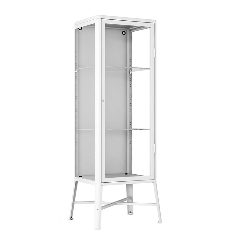 Industrial Metal Curio Cabinet Glass Doors Display Cabinet with 3 Shelves