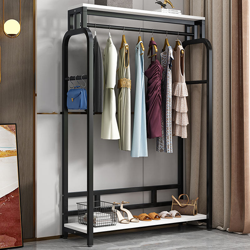 Modern Metal Entryway Kit Hanging Rail and 2 Storage Shelving Coat Hanger