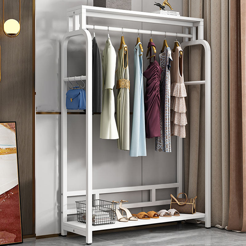 Modern Metal Entryway Kit Hanging Rail and 2 Storage Shelving Coat Hanger