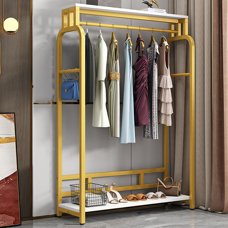 Modern Metal Entryway Kit Hanging Rail and 2 Storage Shelving Coat Hanger