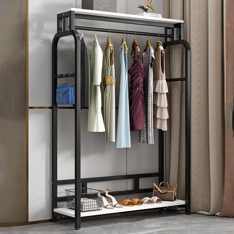 Modern Metal Entryway Kit Hanging Rail and 2 Storage Shelving Coat Hanger