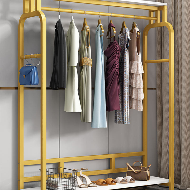 Modern Metal Entryway Kit Hanging Rail and 2 Storage Shelving Coat Hanger