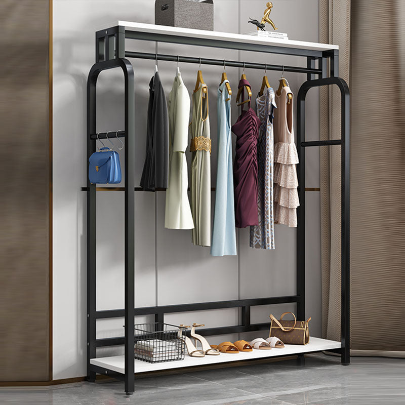 Modern Metal Entryway Kit Hanging Rail and 2 Storage Shelving Coat Hanger