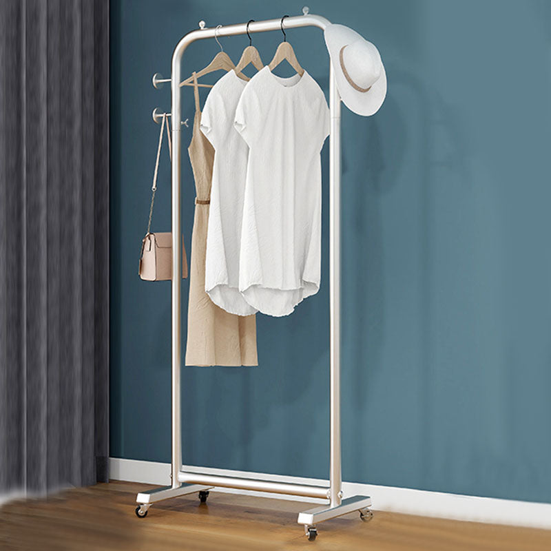 Modern Hall Stand Metal Hanging Rail and 4 Hooks Entry Hall Tree with Castors