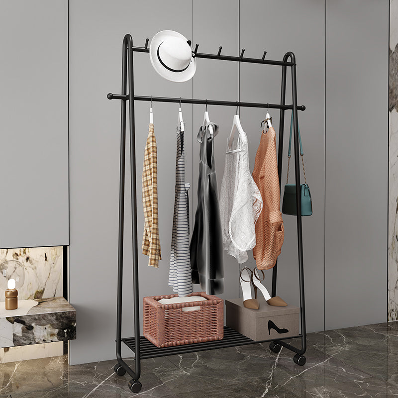 Gorgeous Metal Coat Hanger Solid Color Storage Shelving Coat Rack with Castors