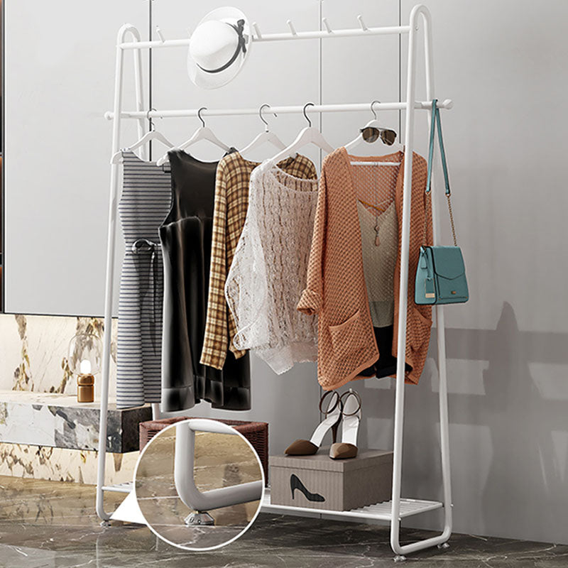 Gorgeous Metal Coat Hanger Solid Color Storage Shelving Coat Rack with Castors