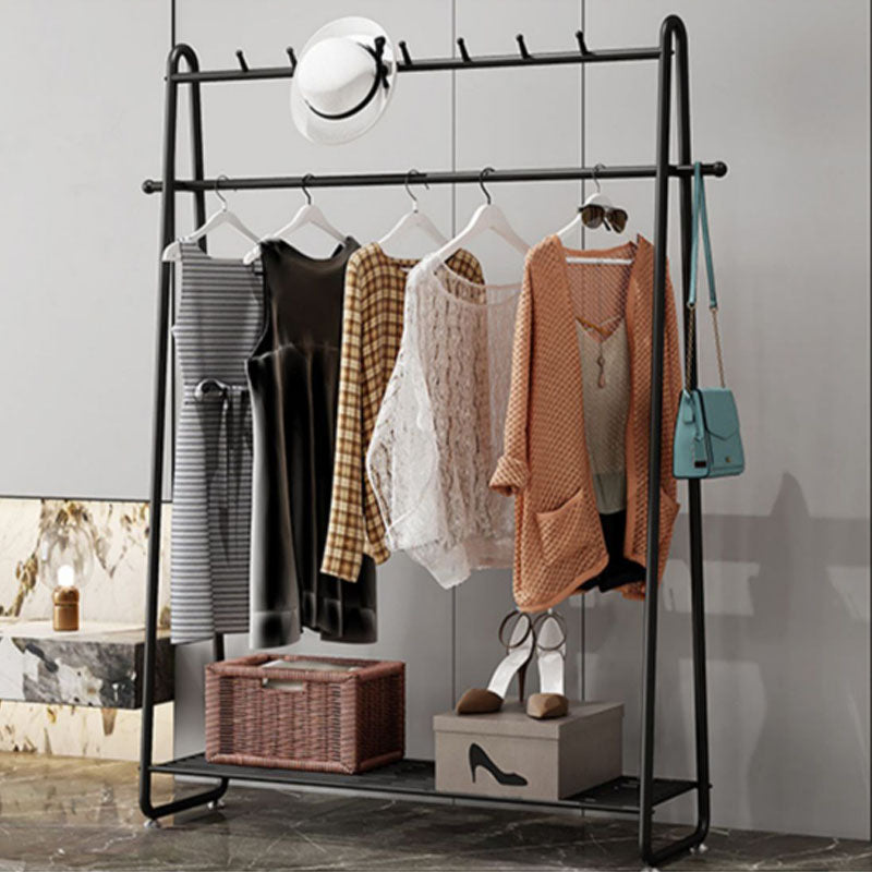 Gorgeous Metal Coat Hanger Solid Color Storage Shelving Coat Rack with Castors