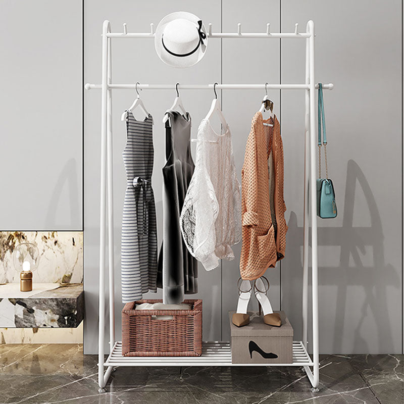 Gorgeous Metal Coat Hanger Solid Color Storage Shelving Coat Rack with Castors