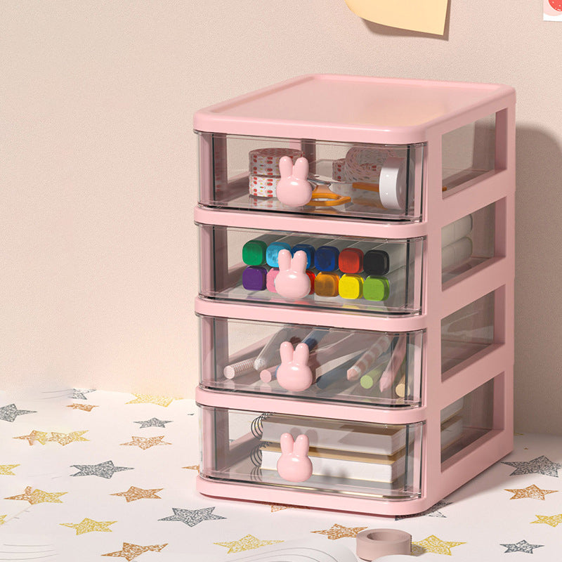 File Cabinet Rabbit Drawers Vertical Transparent Plastic File Cabinet for Home or Office