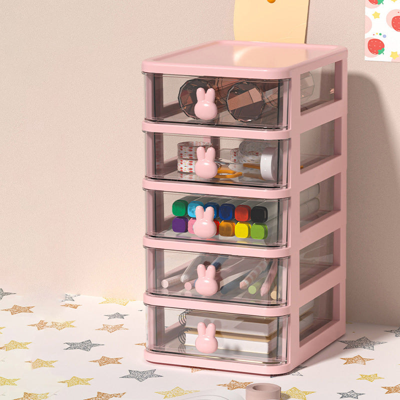 File Cabinet Rabbit Drawers Vertical Transparent Plastic File Cabinet for Home or Office