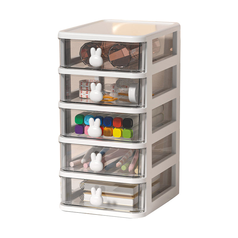 File Cabinet Rabbit Drawers Vertical Transparent Plastic File Cabinet for Home or Office