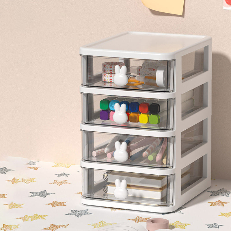 File Cabinet Rabbit Drawers Vertical Transparent Plastic File Cabinet for Home or Office