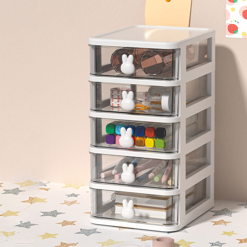 File Cabinet Rabbit Drawers Vertical Transparent Plastic File Cabinet for Home or Office