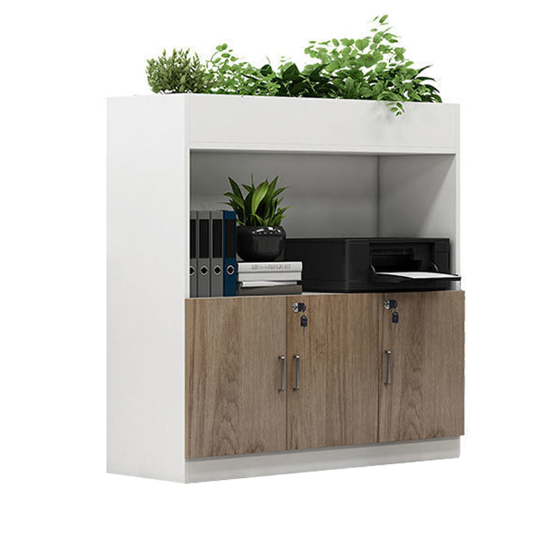 File Cabinet Lateral Storage Shelves Wood Locking Modern File Cabinet