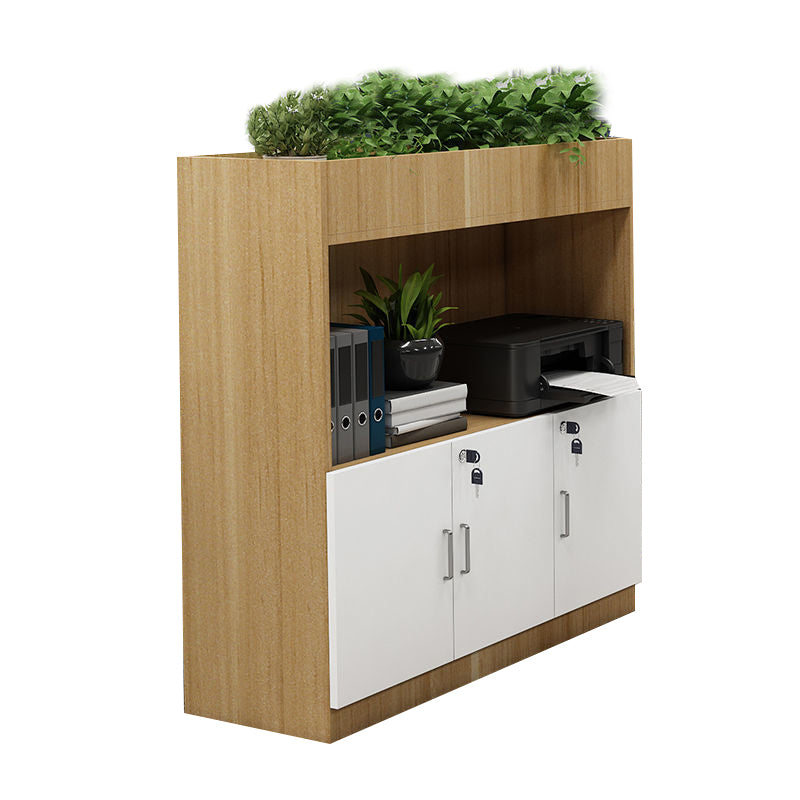 File Cabinet Lateral Storage Shelves Wood Locking Modern File Cabinet